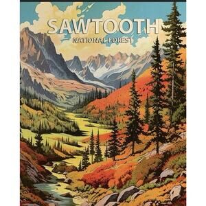 Sawtooth National Forest Poster Art Print 8X10 Unframed